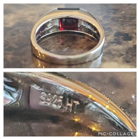 (John) Genuine 2ct Garnet Mens Ring Size 8 - Picture 6 of 8